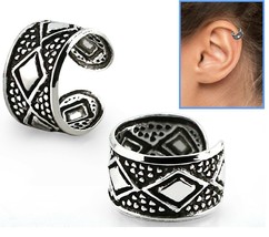 Sterling Silver Diamonds Design Helix Ear Cuff Clip-on Ring - $174.13 MXN