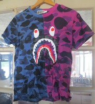 BAPE A Bathing Ape WGM Shark Jaw Camo T Shirt Blue Purple size M - £43.99 GBP