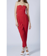 Topshop Plunge Bandeau Jumpsuit SZ 8 Red - $66.53