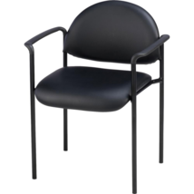 Lorell Reception Guest Chair - Black Vinyl Seat - Vinyl Back - Steel - £160.41 GBP