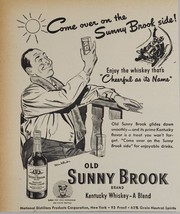 1947 Print Ad Old Sunny Brook Kentucky Whiskey Cartoon Man Admires Glass - £11.87 GBP