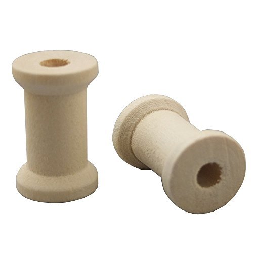 Bluemoona 50 PCS - Natural Wood Empty Thread Spools Cylinder Craft Round Ends Bo