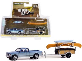 1988 GMC S-15 Sierra Pickup Truck Blue Metallic and White with Stripes and Canoe - $1,241.64 MXN