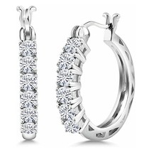 1.50CT Redondo Corte Diamante Imitación Mujer Aro Pendientes 14K Oro Plateado - £85.09 GBP