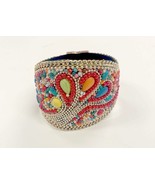 Boho Bracelet Multicolor Bead &amp; Stone Magnetic Wrap Gold Tone Clasp - $15.25 CAD