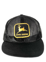 John Deere Rare Black Yellow Logo Mesh Louisville Mfg Co Snapback Made I... - £197.25 GBP