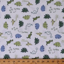 Knit Dinosaurs Prehistoric Fossils on White Kids Soft Fabric by the Yard D446.18 - £7.95 GBP