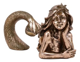 Aged Bronze Resin Nude Seductive Mermaid Figurine 7.25&quot;H Fantasy Sea God... - $28.99