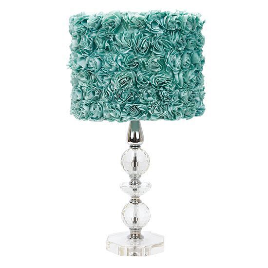CHIC SHABBY Turquoise Blue Rose Crystal Base Lamp - $899.99