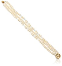 Amazon Collection Gold Over Silver 3 Row Freshwater Cultured Pearl Bracelet - £43.48 GBP