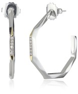 Kara Ross &quot;Geometric&quot; Size 35 mm White Sapphire Small Hoop Earrings - $539.99 CAD