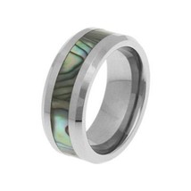 Tungsten 8mm Abalone Paua Shell Ring Size 9 - £27.33 GBP