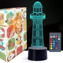 3D Lighthouse Night Light Lamp, 3D Lighthouse Lamp 16 Color Variations - £19.18 GBP