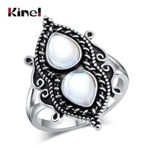 Drop Shipping Vintage Jewelry Luxury Moonstone Rings For Women Antique Tibetan S - £7.24 GBP