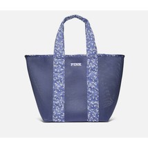 Victoria&#39;s Secret Pink Blue Mesh Tote Weekender Bag Floral Trim - $33.66