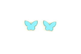 Mini Silver Turquoise Butterfly Earrings - £23.90 GBP