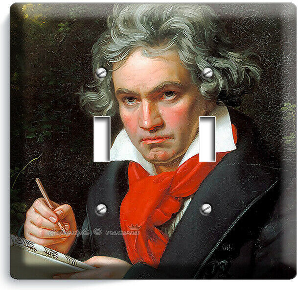 LUDWIG VAN BEETHOVEN PORTRAIT LIGHT SWITCH 2 GANG PLATES MUSIC STUDIO ROOM DECOR