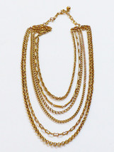VTG Marvella gold tone multi chain Cascade fashion necklace 19&quot; L - £27.69 GBP