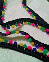3YARD Multi Colours PomPom Ball Braid Fringe Lace Ribbon DIY Sewing Accessory 02 - £1.99 GBP