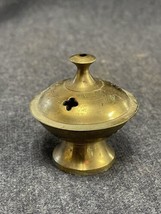 Vintage Brass Incense Burner, Bowl With Dome Lid, Etched, 1 1/2” Diamete... - $18.81