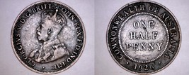 1926 Australian Half (1/2) Penny World Coin - Australia - $3.99
