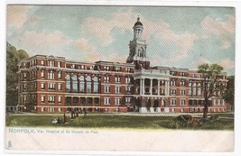 St Vincent De Paul Hospital Norfolk VA 1905c postcard - $6.44