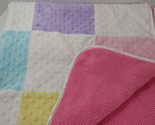 Circo Target baby blanket patchwork squares minky dot pink sherpa purple... - $14.84