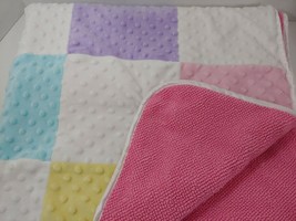 Circo Target baby blanket patchwork squares minky dot pink sherpa purple yellow - £11.86 GBP