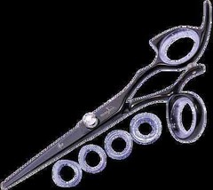 Shark Fin Standard line black shear scissor rstswbk55 Japan 440A steel swivel - £195.14 GBP