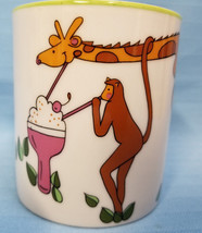 Sandy Traub Animal Antics Coffee Mug Cup 3.5&quot; Giraffe Monkey Pink Brown ... - £19.87 GBP