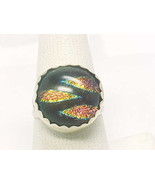FOIL ART GLASS Ring in STERLING Silver - Artisan Crafted - SIze 7 - £60.32 GBP