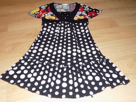 Size 8 Limited Too Black White Polka Dot Floral Print Dress Short Sleeves EUC - £14.35 GBP