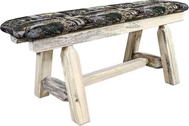 Plank Style Bench With Woodland Upholstery, Ready To Finish, From The Homestead - £310.13 GBP