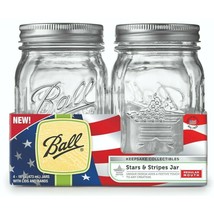 Stars and Stripes Keepsake Glass Mason Jars Regular Mouth 16 oz 4-pc Gif... - $42.95