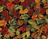 Cotton Fall Leaves Autumn Metallic Gold Fabric Print by the Yard D514.59 - £12.78 GBP