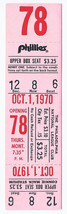 1970 Phillies Final Last Game at Connie Mack Stadium Full Ticket October 1st - £188.83 GBP