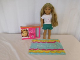 American Girl Doll 18&quot; Elizabeth Cole Blonde Hair Blue Eyes + Beach Towel + Scra - £66.49 GBP