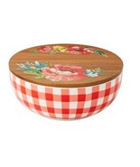Pioneer Woman ~ 9&quot; Dia. ~ Stoneware ~ Floral Check ~ Versatile Bowl w/Wo... - €51,36 EUR