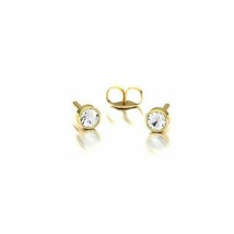 0.25Ct Round-Cut Diamond Bezel Set Beautiful Stud Earrings 10K Yellow Gold Over - £36.57 GBP
