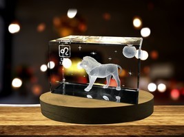 LED Base included | Leo Zodiac Sign 3D Engraved Crystal Keepsake Gift - £31.78 GBP+