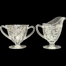 Vintage 1930s Tiffin Franciscan Byzantine Clear Creamer Sugar Etched Glass - £25.79 GBP
