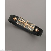 Stephen Webster Union Jack British flag wristband cuff leather sterling bracelet - £448.21 GBP
