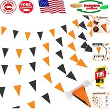 200 Feet Black and Orange Pennant Banners for Vibrant Party Decorations - $333.08 MXN