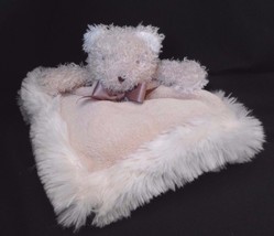 Blankets and Beyond Tan Bear Fur Security Blanket Lovey Plush  13&quot; x 16&quot; - £15.44 GBP