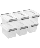 Waikhomes Set of 6 Plastic Storage Containers, Small Latching Storage Bo... - £27.42 GBP