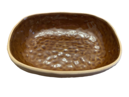 Bowl Pottery Serving Snacks Small Brown w/ Dimples 7.5&quot; L x 6&quot; W x 1.5&quot; ... - $32.59