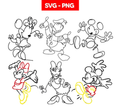 Mickey Mouse Line Art bundle Svg Png, Disney Characters Svg, Mickey Outl... - £2.27 GBP