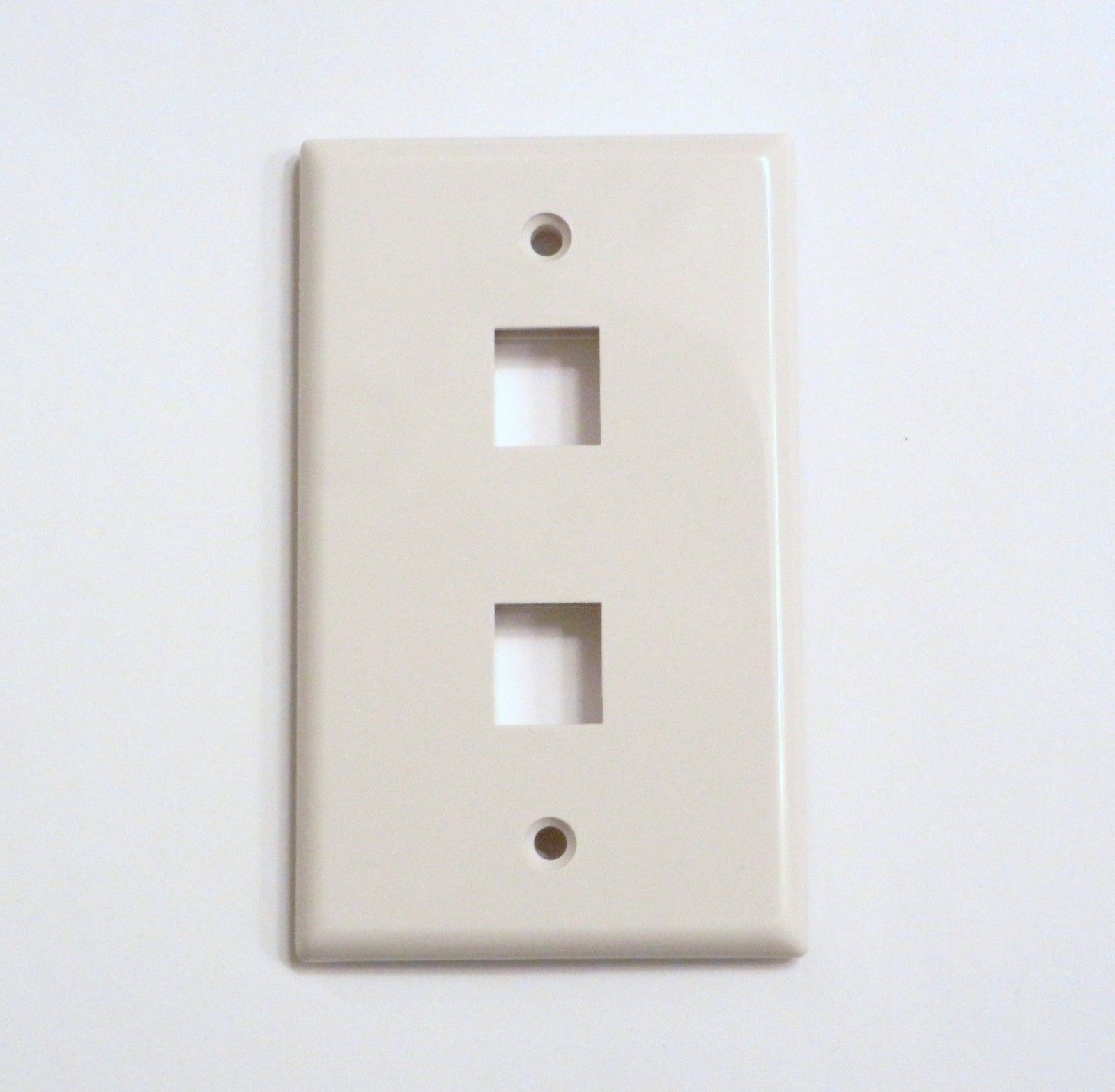 2 Hole Port Keystone Jack Wall Plate White with Mounting Screws - $3.66