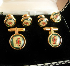 Vintage Playing Cards Cufflinks Blackjack 21 Wedding studs Original houndstooth  - £257.05 GBP