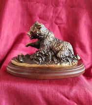NIB Gallery Originals Bronzed Bear Fishing Sculpture Signed O&#39;Brien - $34.99